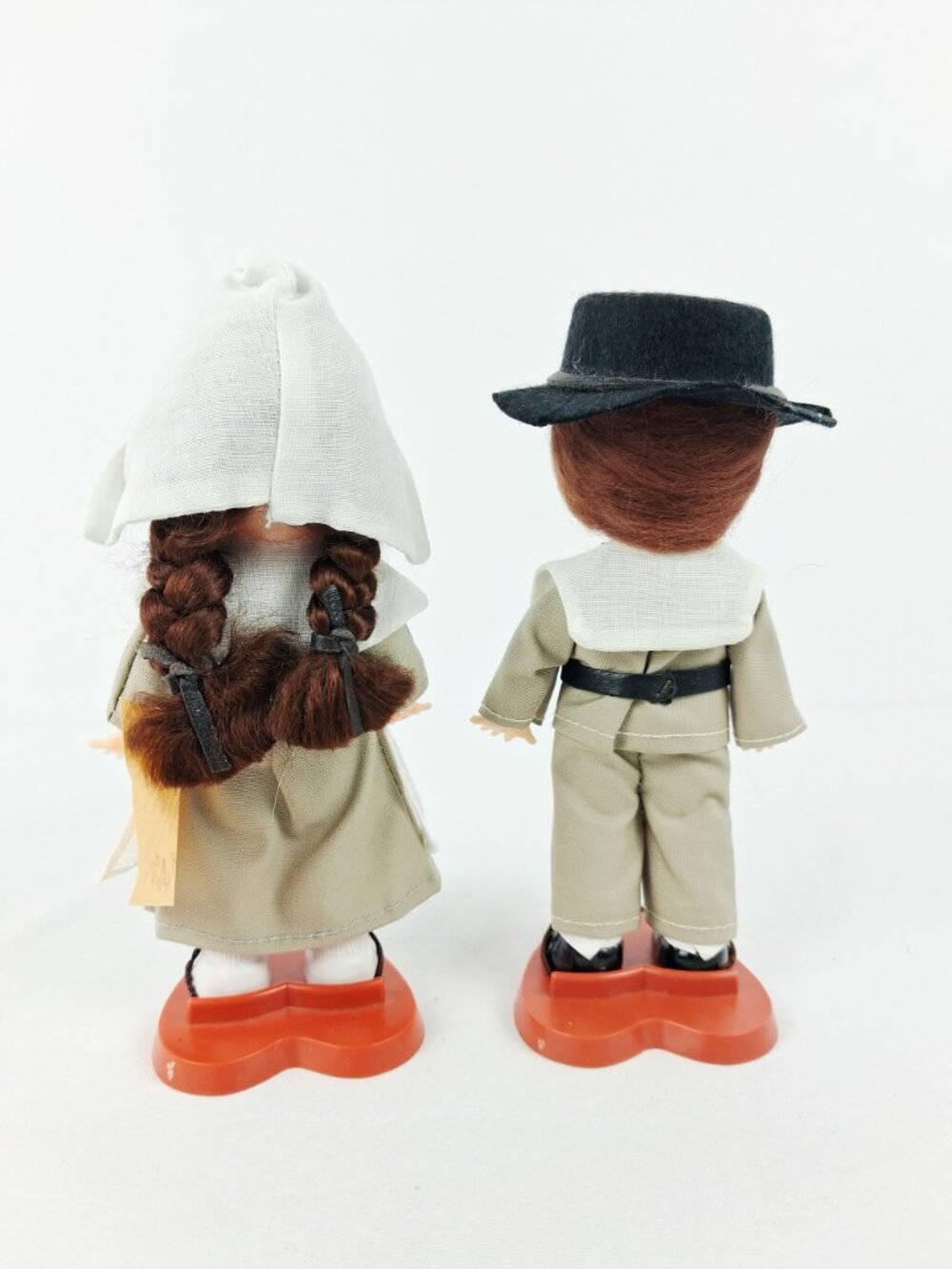 Carlson Dolls Pilgrim Boy & Girl On Heart Bases Vintage Made In USA - Picture 3 of 16